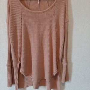 Free People Long Sleeve Top in Dusty Pink